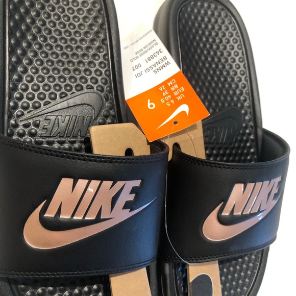 Nike silde Benassi rose gold JDI black noir new - Picture 3 of 6